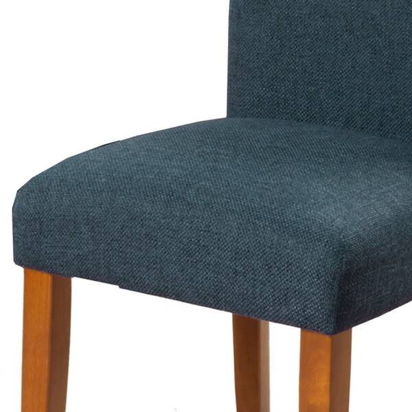 Shop Fabric Upholstered Parson Dining Chair With Wooden Legs Navy Blue And Brown Set Of Two On Sale Overstock 28394606