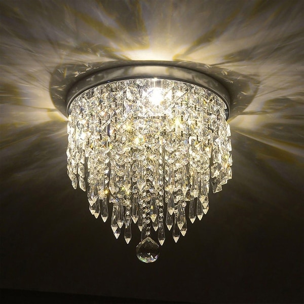 Mini Style 3-Light Chrome Finish Crystal Chandelier Pendent Light for Hallway,Be