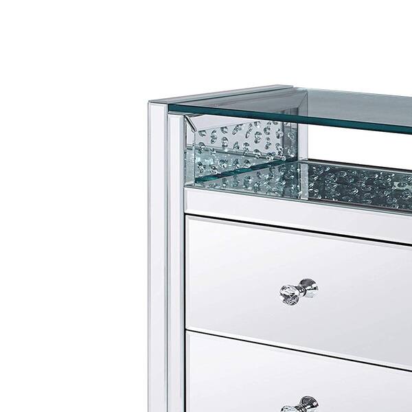 Shop Two Drawers Wooden Nightstand With Mirrored Paneling Clear Overstock 28396979