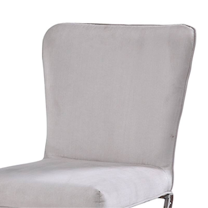Velvet Upholstered Metal Side Chair with X Style Base, Light Gray and Silver, Set of Two