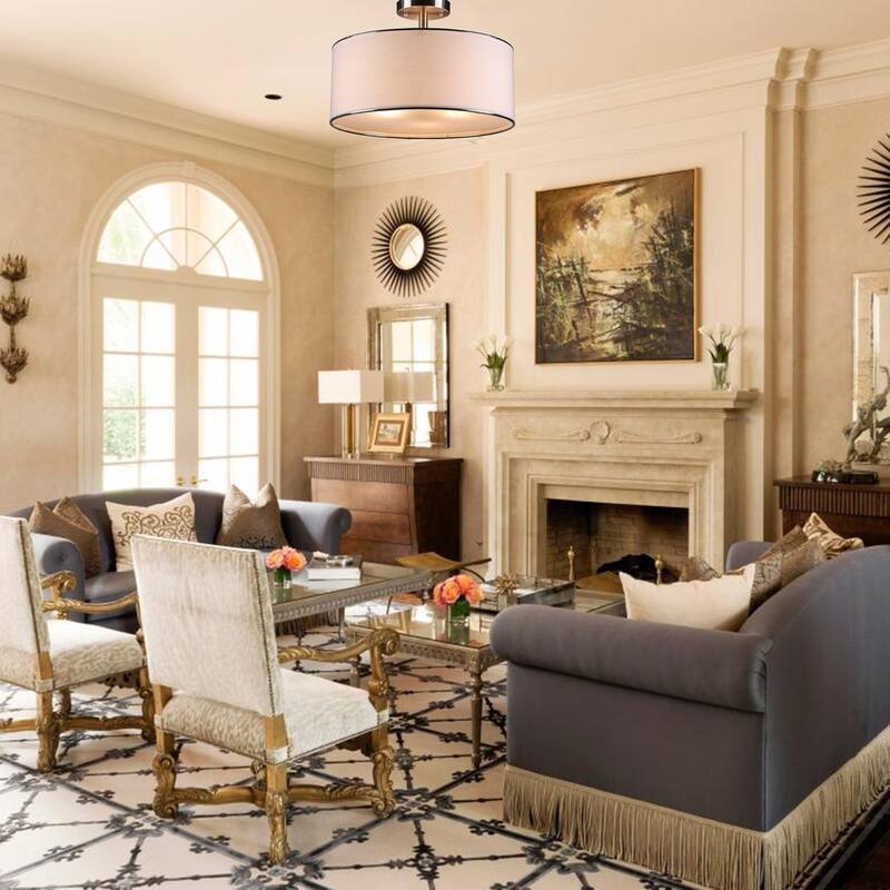 CO-Z Contemporary 3-Light Drum Chandelier with Diffused Shade