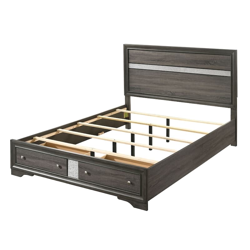 Bara Contemporary Grey Solid Wood 2-Piece Storage Platform Bedroom Set by Furniture of America