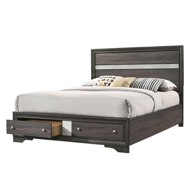 Bara Contemporary Grey Solid Wood 2-Piece Storage Platform Bedroom Set by Furniture of America