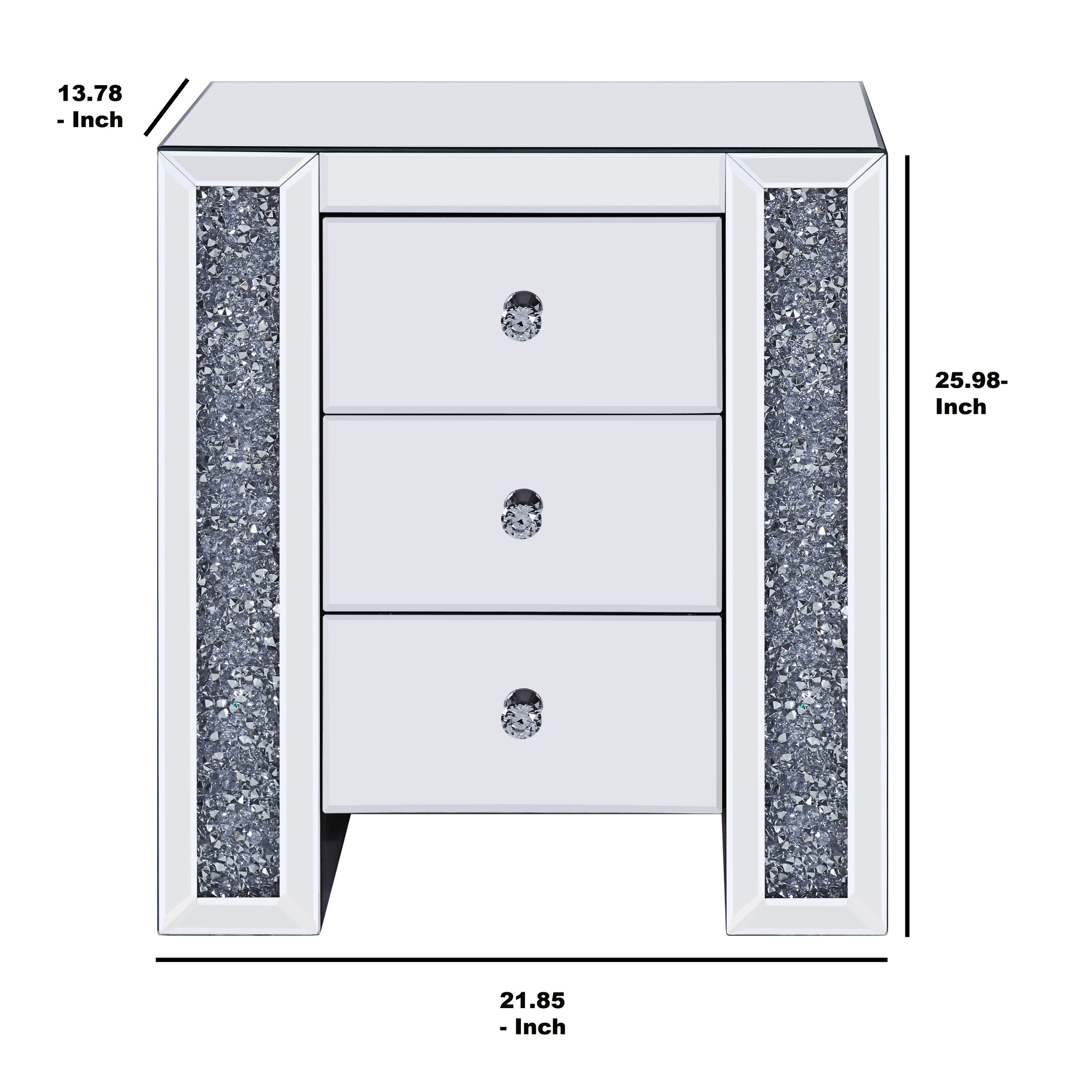 Shop Wood And Mirror Nightstand With Three Drawers Clear Overstock 28402797