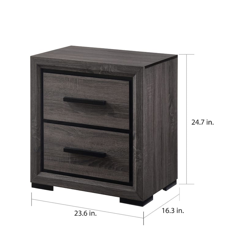 Rothwell Contemporary Grey Wood Wood 2-Piece Panel Bedroom Set with Shelves by Strick & Bolton