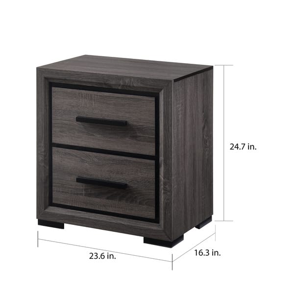 Rothwell Contemporary Grey Wood Wood 2-Piece Panel Bedroom Set with ...