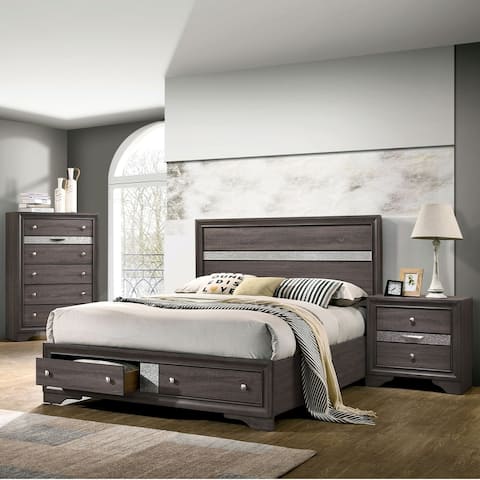 Furniture of America Manzini Black Storage 3-piece Bedroom Set