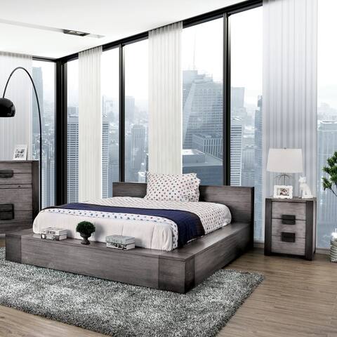 Furniture of America Burton Grey Low Profile 2-piece Bedroom Set