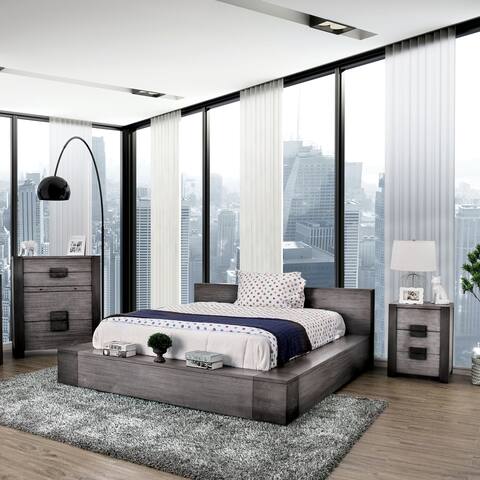 Furniture of America Burton Grey Low Profile 3-piece Bedroom Set