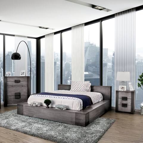 Furniture of America Burton Grey Low Profile 3-piece Bedroom Set