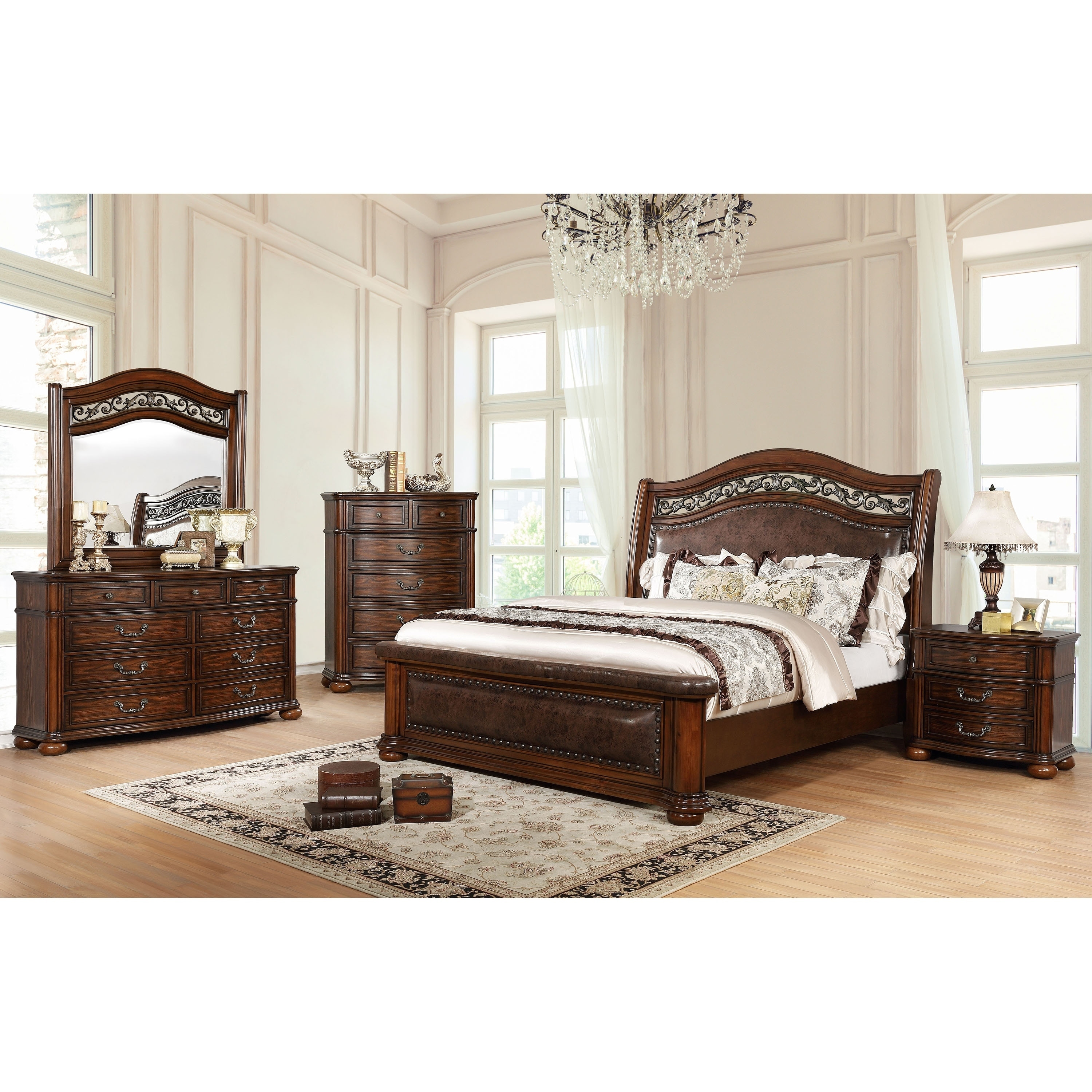 Gracewood Hollow Samarah Traditional Brown Cherry 3 Piece Bedroom Set