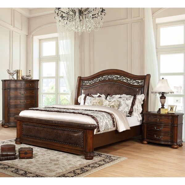 Gracewood Hollow Samarah Traditional Brown Cherry 3-piece Bedroom Set