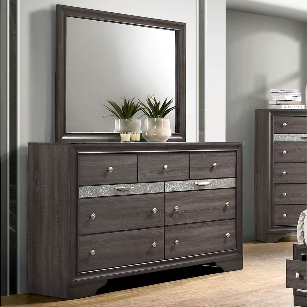 Bankhead Contemporary Grey 2-piece 9-Drawer Dresser and Mirror Set by Furniture of America