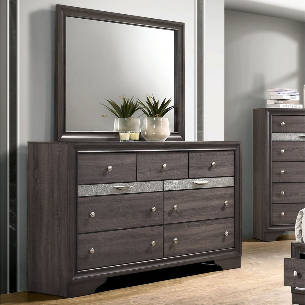 dresser with mirror grey Evangeline - 9-Drawer Dresser with Mirror