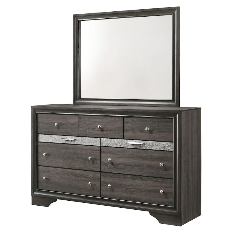 Bankhead Contemporary Grey 2-piece 9-Drawer Dresser and Mirror Set by Furniture of America