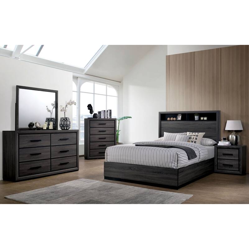 Rothwell Contemporary Grey Wood 2-piece 6-Drawer Dresser and Mirror Set by Furniture of America