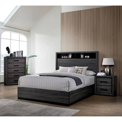 Furniture of America Soami Grey 3-piece Bedroom Set with Shelves