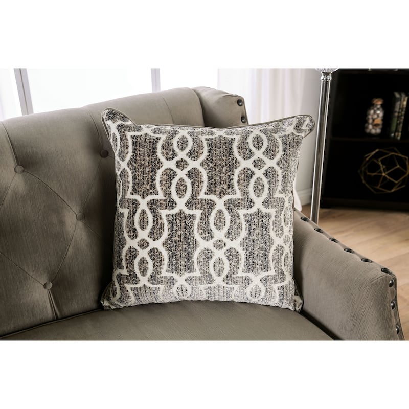 Deanne Traditional Brown Chenille Tufted Nailhead 2-Piece Living Room Set by Furniture of America