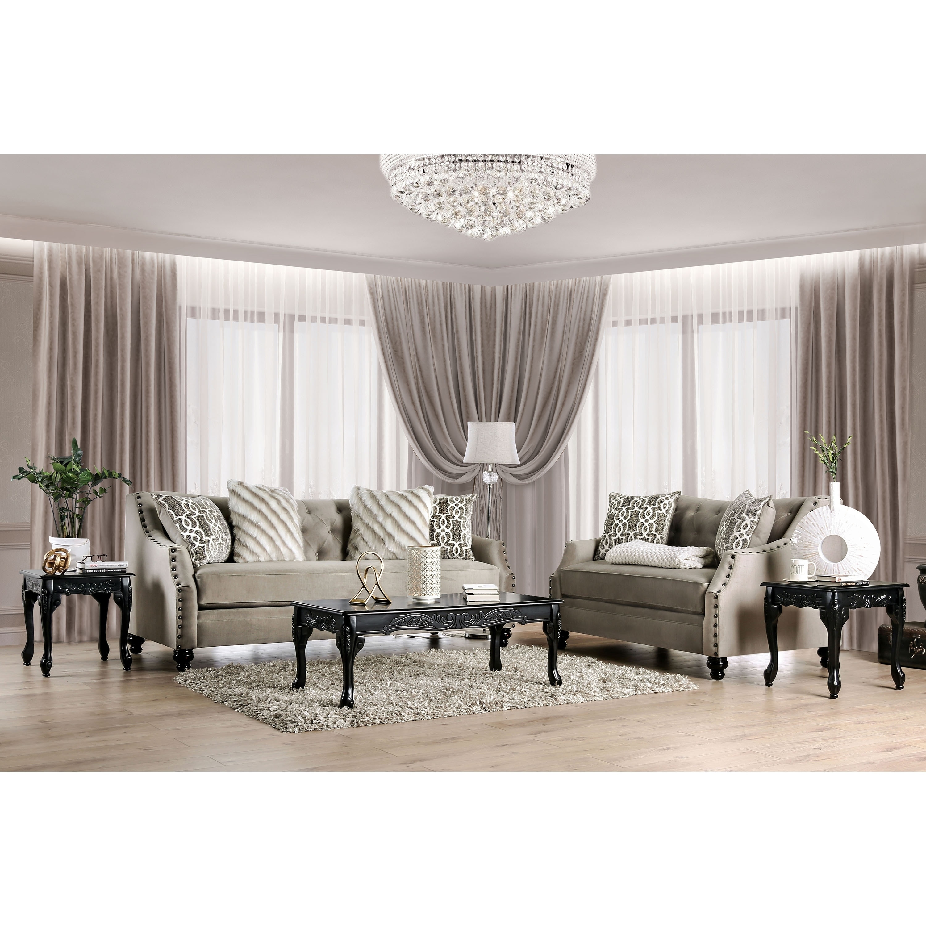 Silver Orchid Bennett Light Brown 2 Piece Tufted Living Room Silver Orchid Bennett Light Brown