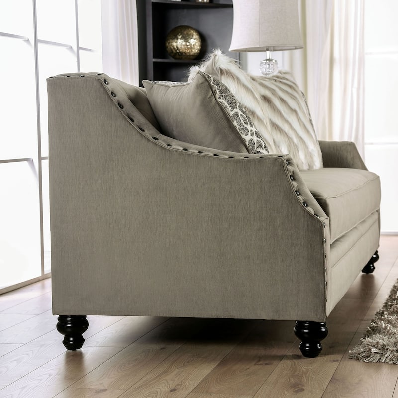 Deanne Traditional Brown Chenille Tufted Nailhead 2-Piece Living Room Set by Furniture of America