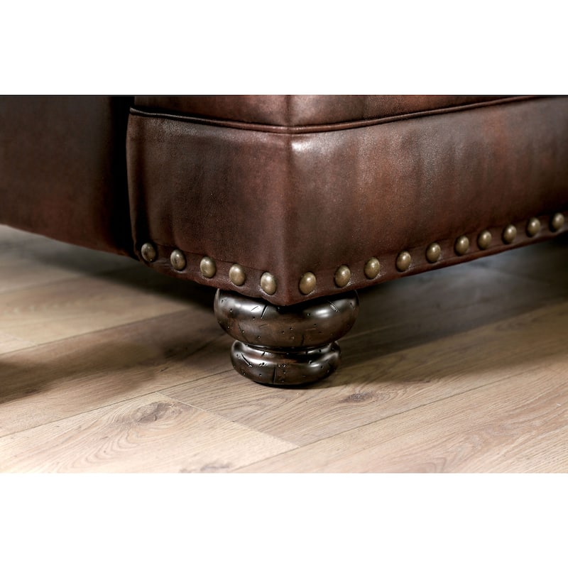 Dhirendra Traditional Brown Faux Leather Padded 3-Piece Living Room Set by Furniture of America