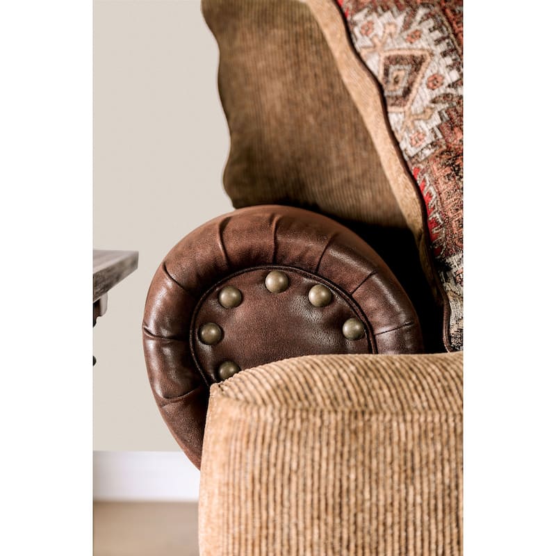 Dhirendra Traditional Brown Faux Leather Padded 3-Piece Living Room Set by Furniture of America