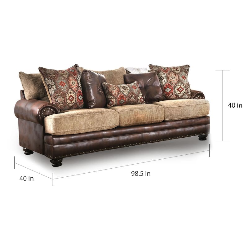 Dhirendra Traditional Brown Faux Leather Padded 3-Piece Living Room Set by Furniture of America
