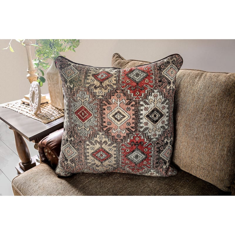 Dhirendra Traditional Brown Faux Leather Padded 3-Piece Living Room Set by Furniture of America