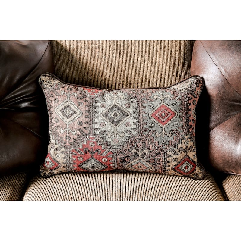 Dhirendra Traditional Brown Faux Leather Padded 3-Piece Living Room Set by Furniture of America