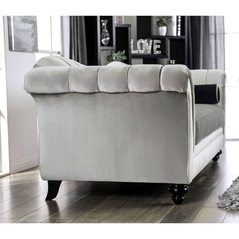 Graciela Glam Grey Chenille 2-Piece Living Room Set by Furniture of America