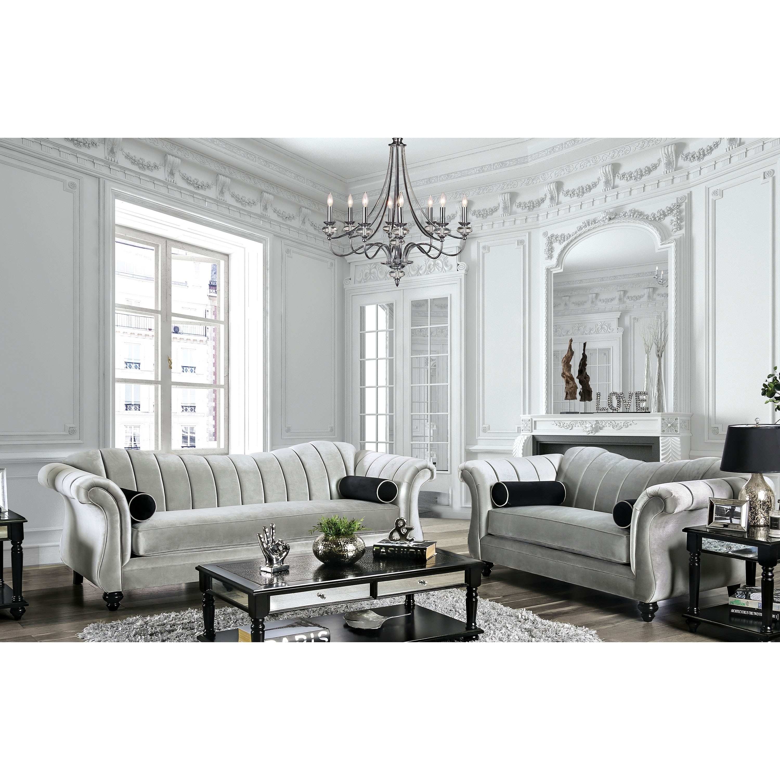 Furniture Of America Graciela Glam Pewter 2 Piece Living Room Set On Sale Overstock 28405186