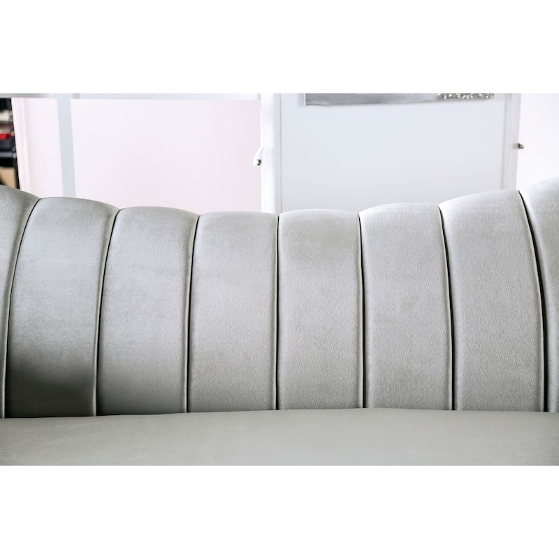 Graciela Glam Grey Chenille 2-Piece Living Room Set by Furniture of America