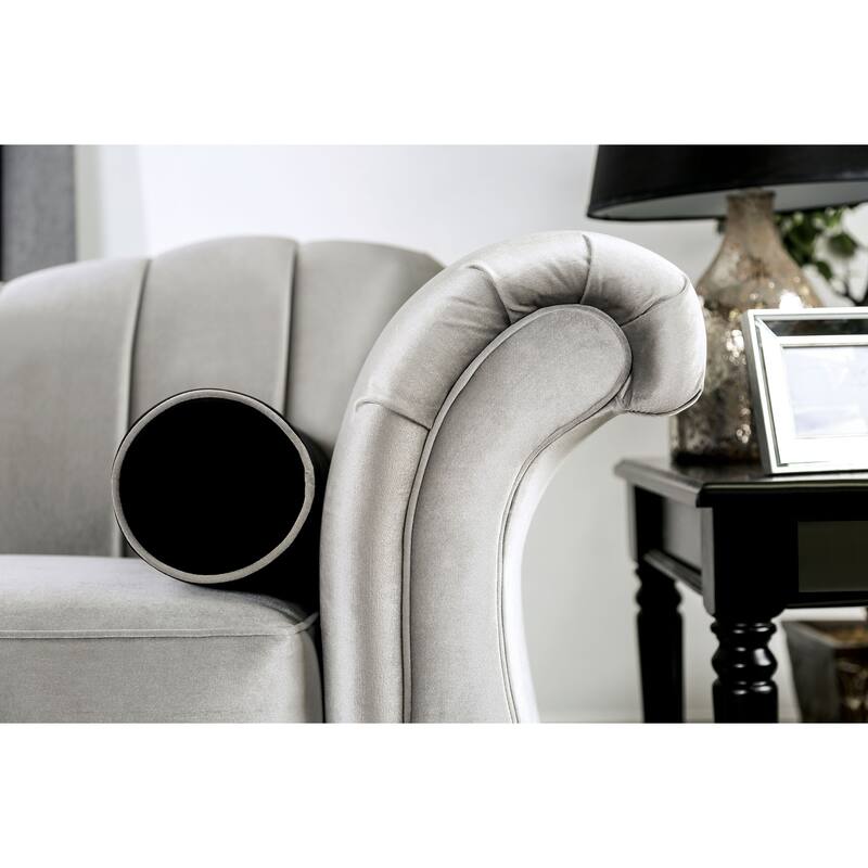 Graciela Glam Grey Chenille 2-Piece Living Room Set by Furniture of America