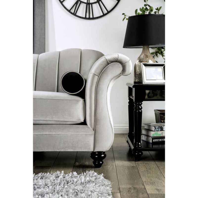 Graciela Glam Grey Chenille 2-Piece Living Room Set by Furniture of America