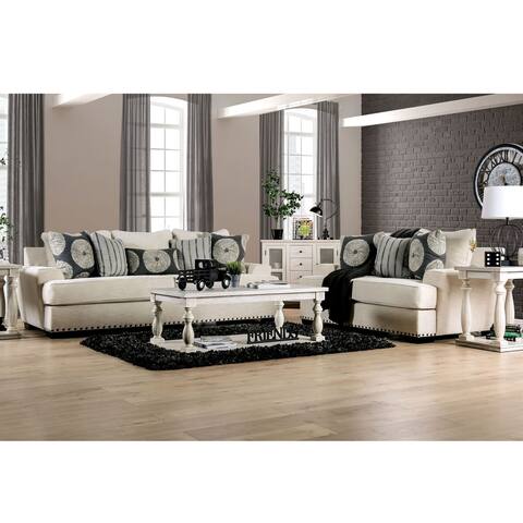 Furniture of America Adele Modern Ivory 2-piece Living Room Set