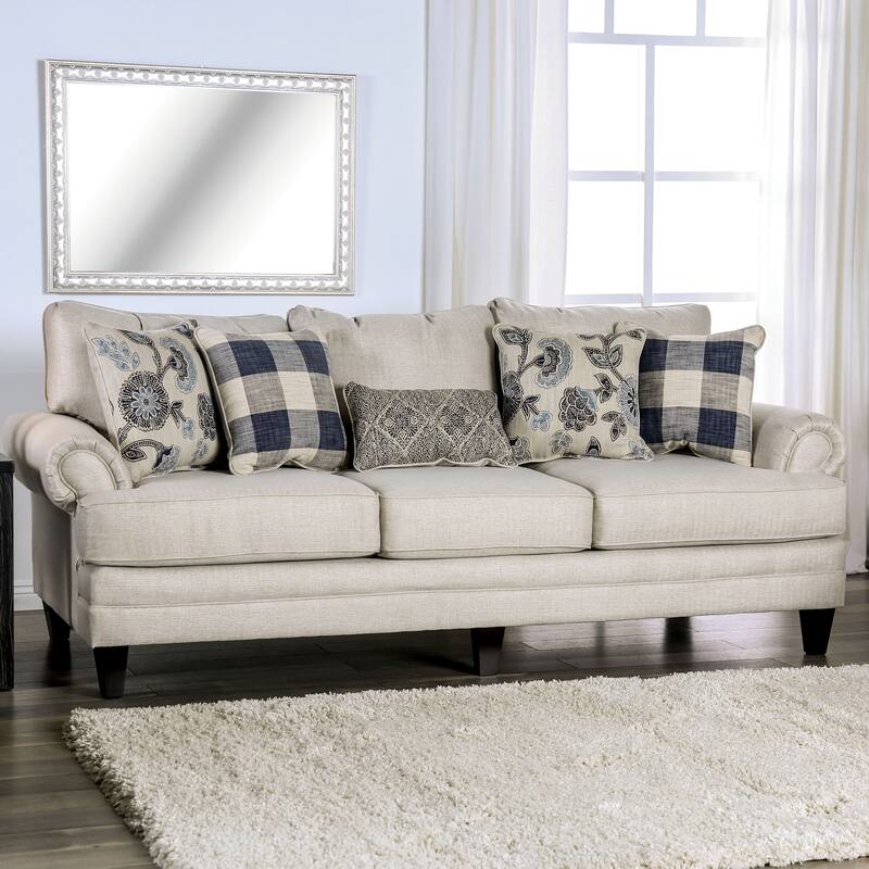 Stormy Thistle Transitional Ivory Fabric 2-Piece Living Room Set by Furniture of America