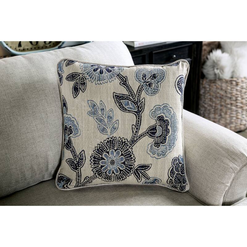 Stormy Thistle Transitional Ivory Fabric 2-Piece Living Room Set by Furniture of America