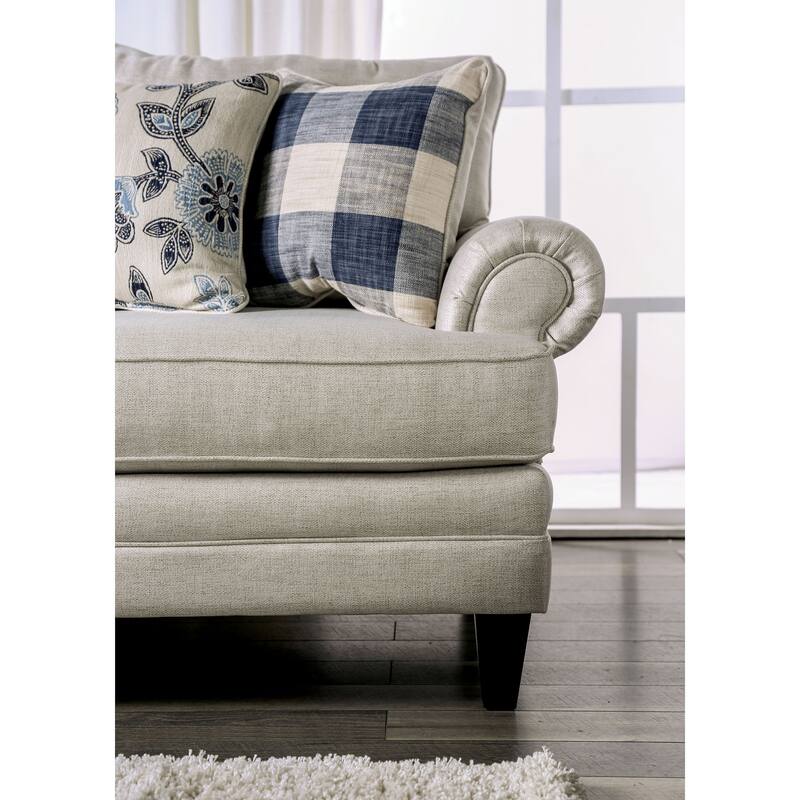 Stormy Thistle Transitional Ivory Fabric 2-Piece Living Room Set by Furniture of America