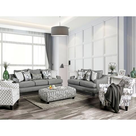 Furniture of America Qvareli Grey 4-piece T-cushion Living Room Set