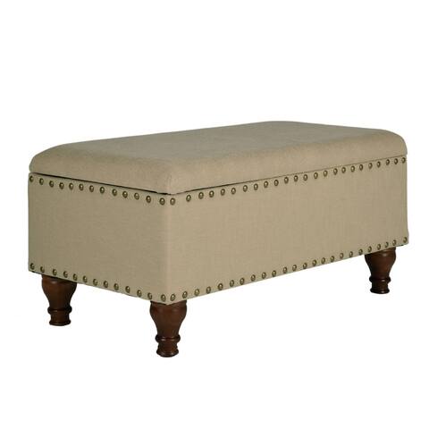 Copper Grove Onoto Beige Fabric Wooden Storage Bench with Nailhead Trim
