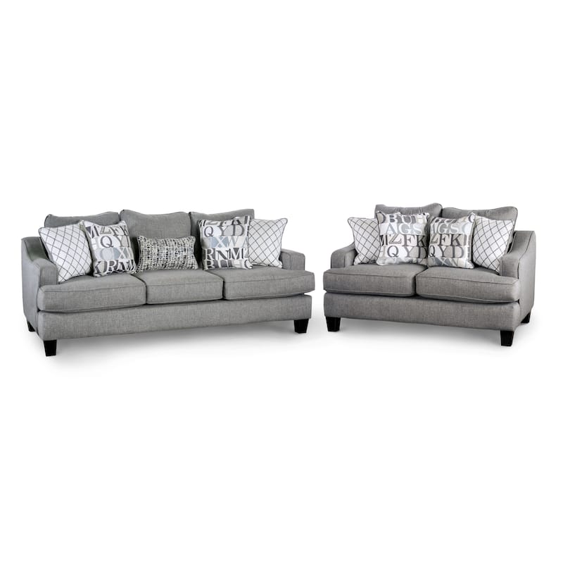 Qvareli Transitional Grey Fabric 2-Piece Living Room Set by Furniture of America