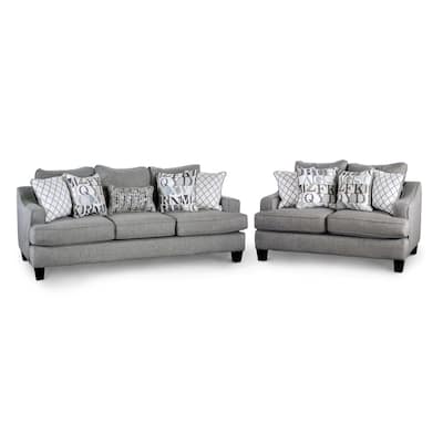 Qvareli Transitional Grey Fabric 2-Piece Living Room Set by Furniture of America