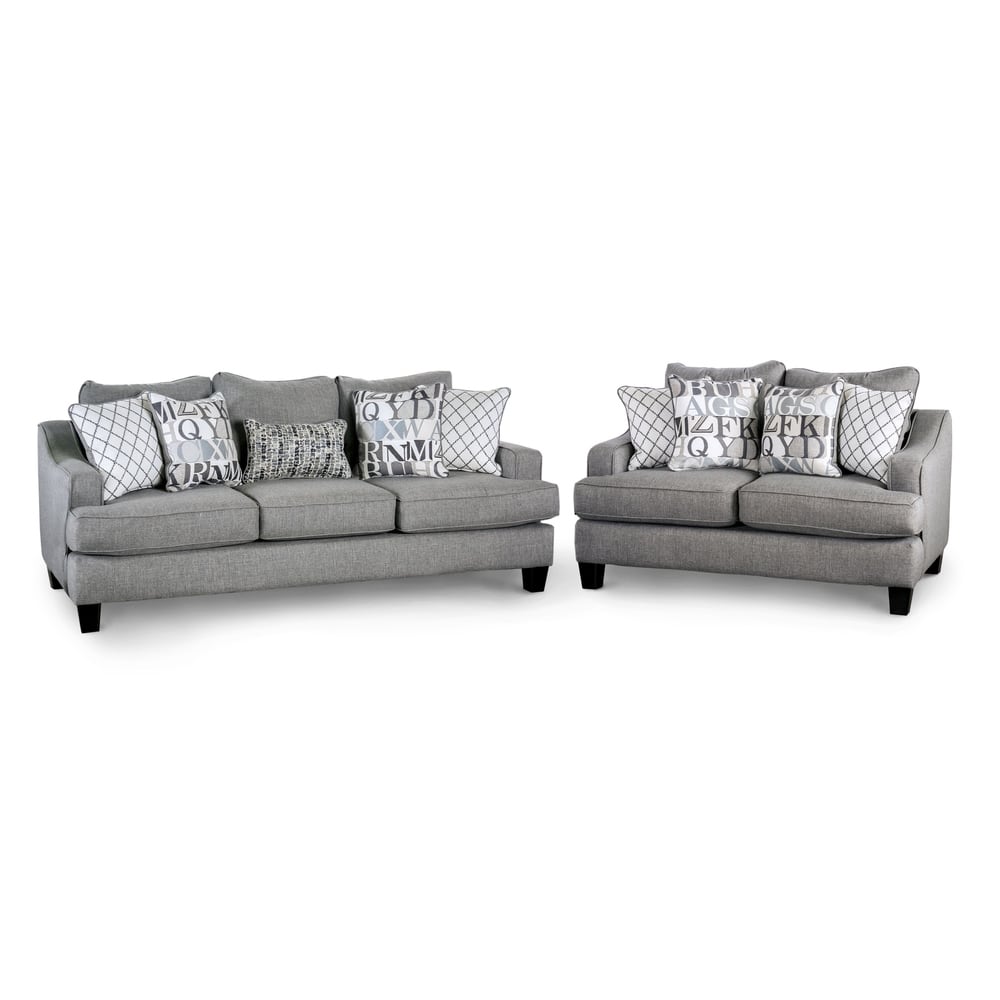 Qvareli Transitional Grey Fabric 2-Piece Living Room Set by Furniture of America