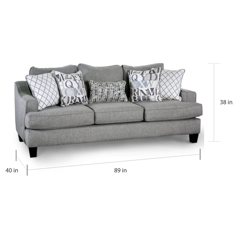 Qvareli Transitional Grey Fabric 2-Piece Living Room Set by Furniture of America - Bluish Grey