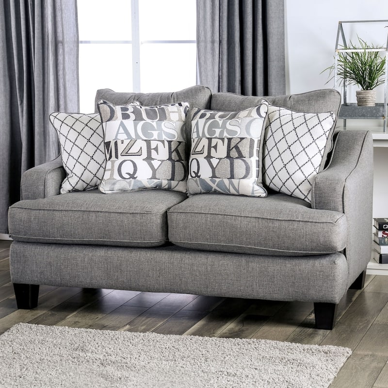 Qvareli Transitional Grey Fabric 2-Piece Living Room Set by Furniture of America