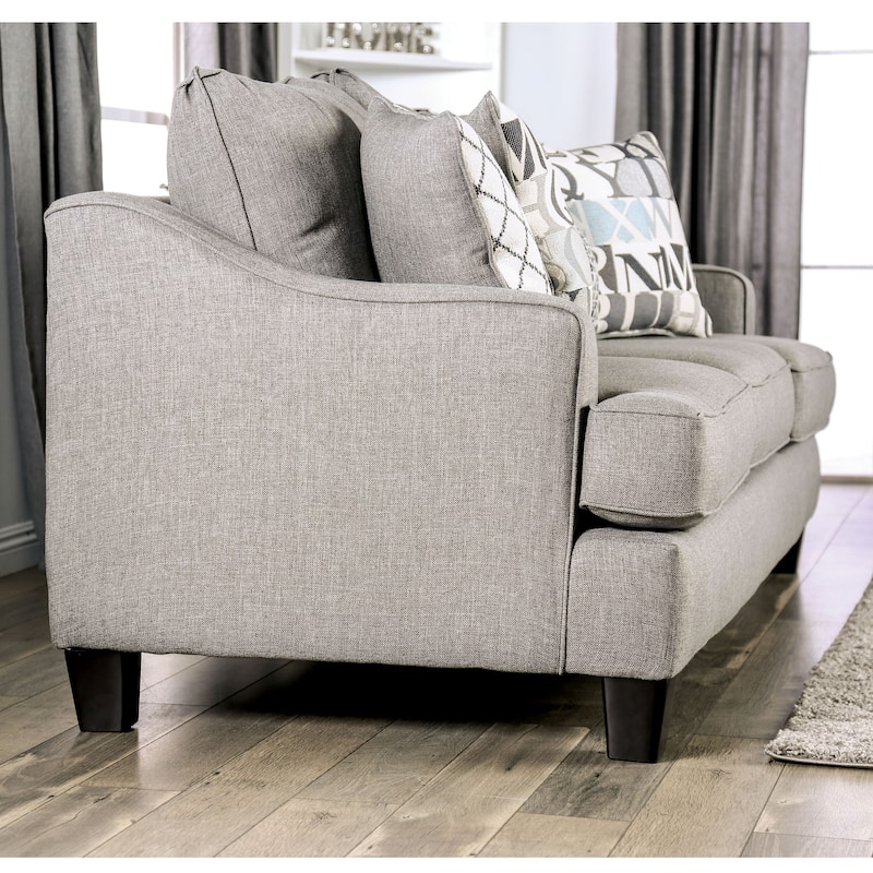 Qvareli Transitional Grey Fabric 2-Piece Living Room Set by Furniture of America