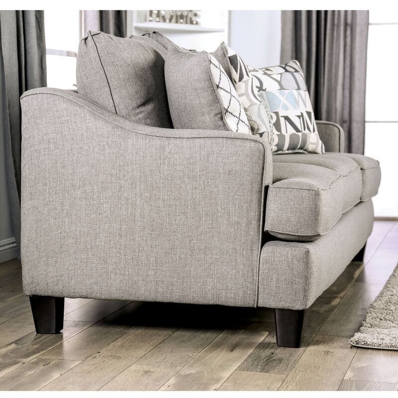 Qvareli Transitional Grey Fabric 2-Piece Living Room Set by Furniture of America