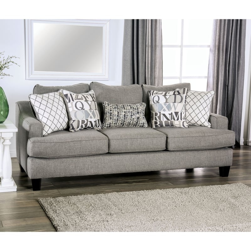 Qvareli Transitional Grey Fabric 2-Piece Living Room Set by Furniture of America