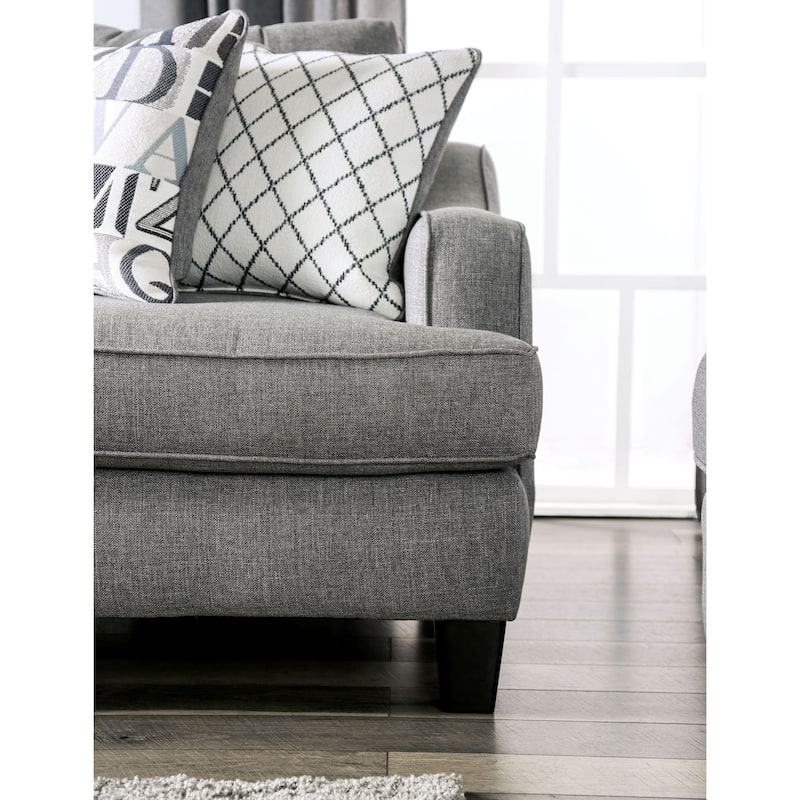 Qvareli Transitional Grey Fabric 2-Piece Living Room Set by Furniture of America
