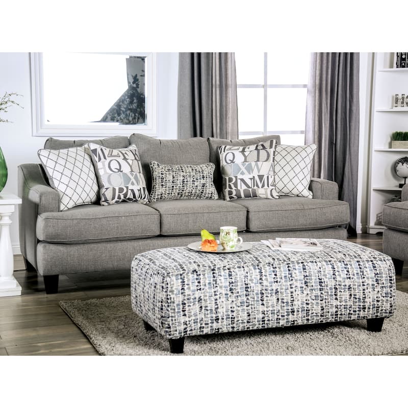 Qvareli Transitional Grey Fabric 2-Piece Living Room Set by Furniture of America